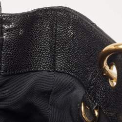 Pre Owned Chanel Black Quilted Caviar Leather GST Shopper Tote