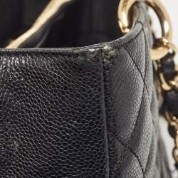 Pre Owned Chanel Black Quilted Caviar Leather GST Shopper Tote