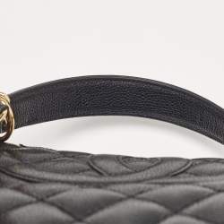 Pre Owned Chanel Black Quilted Caviar Leather GST Shopper Tote