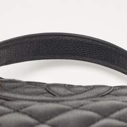Pre Owned Chanel Black Quilted Caviar Leather GST Shopper Tote