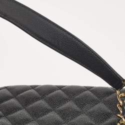 Pre Owned Chanel Black Quilted Caviar Leather GST Shopper Tote