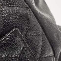 Pre Owned Chanel Black Quilted Caviar Leather GST Shopper Tote