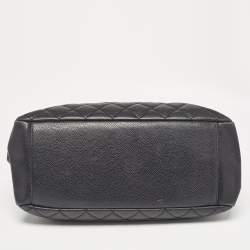 Pre Owned Chanel Black Quilted Caviar Leather GST Shopper Tote