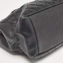Pre Owned Chanel Black Quilted Caviar Leather GST Shopper Tote
