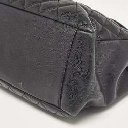 Pre Owned Chanel Black Quilted Caviar Leather GST Shopper Tote