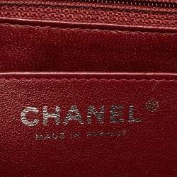 Pre Owned Chanel Red Quilted Caviar Leather Jumbo Classic Single Flap Bag