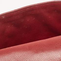 Pre Owned Chanel Red Quilted Caviar Leather Jumbo Classic Single Flap Bag