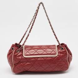 Pre Owned Chanel Burgundy Quilted Leather East West Accordion Flap Bag