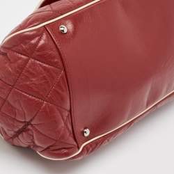 Pre Owned Chanel Burgundy Quilted Leather East West Accordion Flap Bag