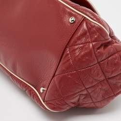 Pre Owned Chanel Burgundy Quilted Leather East West Accordion Flap Bag