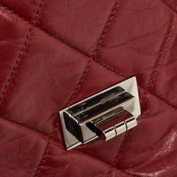 Pre Owned Chanel Burgundy Quilted Leather East West Accordion Flap Bag