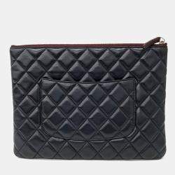 Pre Owned Chanel Lambskin New Medium Clutch