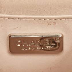 Pre Owned حقيبة شانيل كلاسيك جلد وردي مبطن صغيرة بقلاب مزدوج