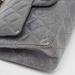 Pre Owned Chanel Blue Quilted Leather Classic 224 Reissue 2.55 Flap Bag