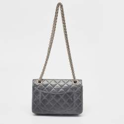 Pre Owned Chanel Blue Quilted Leather Classic 224 Reissue 2.55 Flap Bag