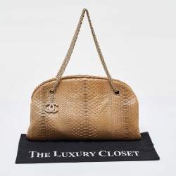 Chanel Gold Python Just Mademoiselle Bowler Bag