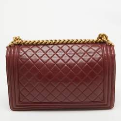 Pre Owned Chanel Red Quilted Leather New Medium Boy Bag