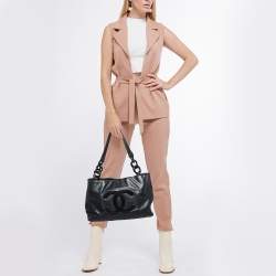 Pre Owned Chanel Black Leather Bekko Shopper Tote