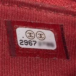Chanel Red Quilted Caviar Leather Zip Classic Boy Pouch