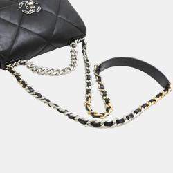 Chanel Black Leather Large 19 Flap Shoulder Bag