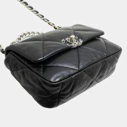 Chanel Black Leather Large 19 Flap Shoulder Bag