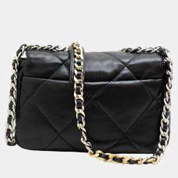 Chanel Black Leather Large 19 Flap Shoulder Bag