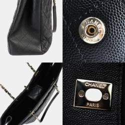 Pre Owned Chanel Black Quilted Caviar Timeless Shopping Tote Bag