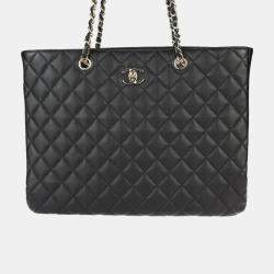 Pre Owned Chanel Black Quilted Caviar Timeless Shopping Tote Bag