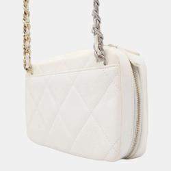 Chanel White Leather 19 Camera Shoulder Bag 