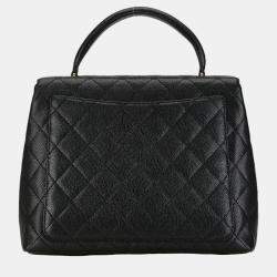 Chanel Black Leather Kelly Top Handle Bag