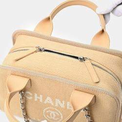 Chanel Beige Leather and Canvas  Deauville Tote Bag