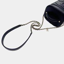 Chanel Navy Blue Lambskin CC Vanity Case with Chain