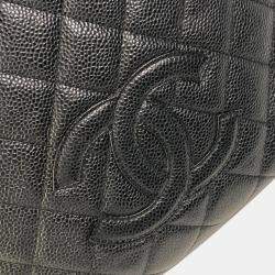 Chanel Black Caviar Leather CC Timeless Shopping Tote Bag