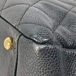 Chanel Black Caviar Leather CC Timeless Shopping Tote Bag