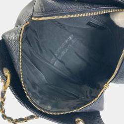 Chanel Black Caviar Leather CC Timeless Shopping Tote Bag