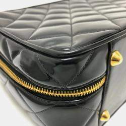 Chanel Black Patent Leather Vintage Lunch Box Crossbody Bag