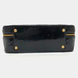 Chanel Black Patent Leather Vintage Lunch Box Crossbody Bag