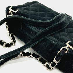 Chanel Black Velvet Matelasse Flap CC Chain Backpack 