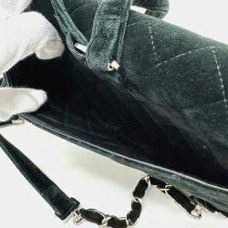 Chanel Black Velvet Matelasse Flap CC Chain Backpack 
