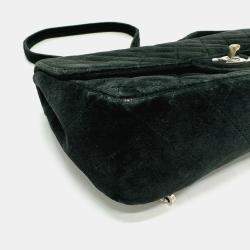Chanel Black Velvet Matelasse Flap CC Chain Backpack 