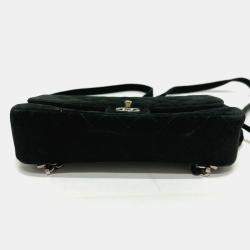 Chanel Black Velvet Matelasse Flap CC Chain Backpack 