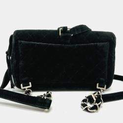 Chanel Black Velvet Matelasse Flap CC Chain Backpack 