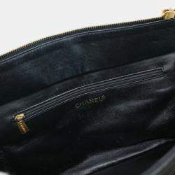 Chanel Black Caviar Leather CC Shopping Tote Bag