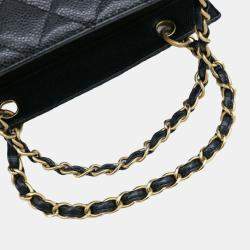 Chanel Black Caviar Leather CC Shopping Tote Bag