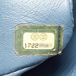 Pre Owned Chanel Blue Quilted Leather Jumbo Classic Double Flap Bag