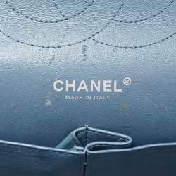 Pre Owned Chanel Blue Quilted Leather Jumbo Classic Double Flap Bag