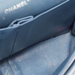 Pre Owned Chanel Blue Quilted Leather Jumbo Classic Double Flap Bag