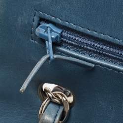 Pre Owned Chanel Blue Quilted Leather Jumbo Classic Double Flap Bag