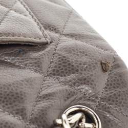 Chanel Grey Quilted Caviar Leather Maxi Classic Double Flap Bag