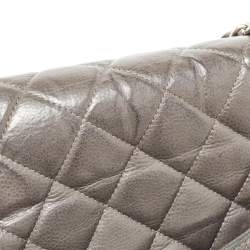 Chanel Grey Quilted Caviar Leather Maxi Classic Double Flap Bag